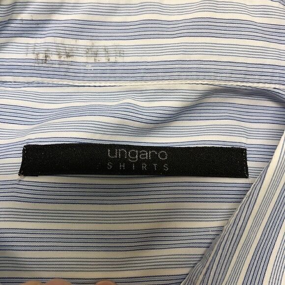 Ungaro Blue & White Striped Long Sleeve, 16.5 - Picture 3 of 4